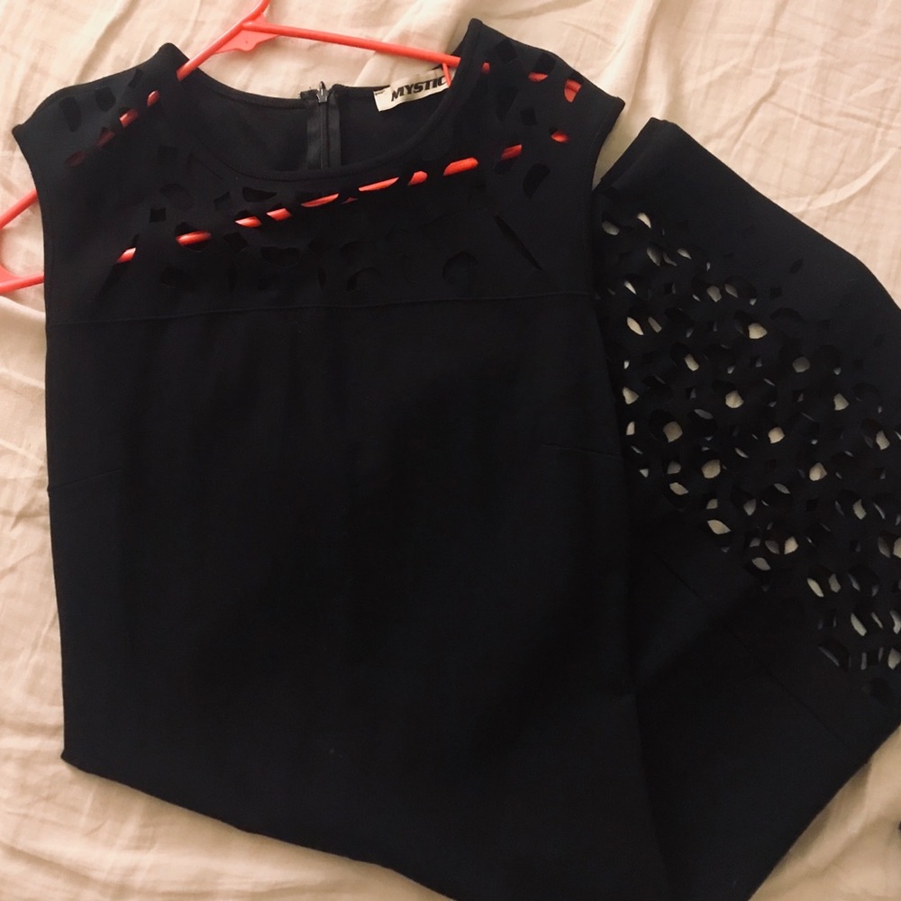 Black dress with laser cutouts